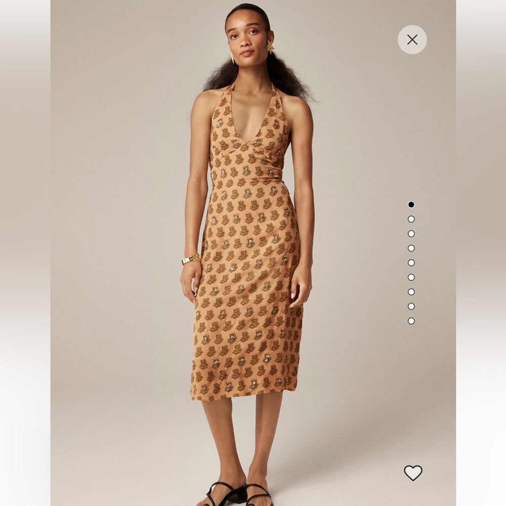 J. Crew Collection embellished halter dress in tonal tulip block print